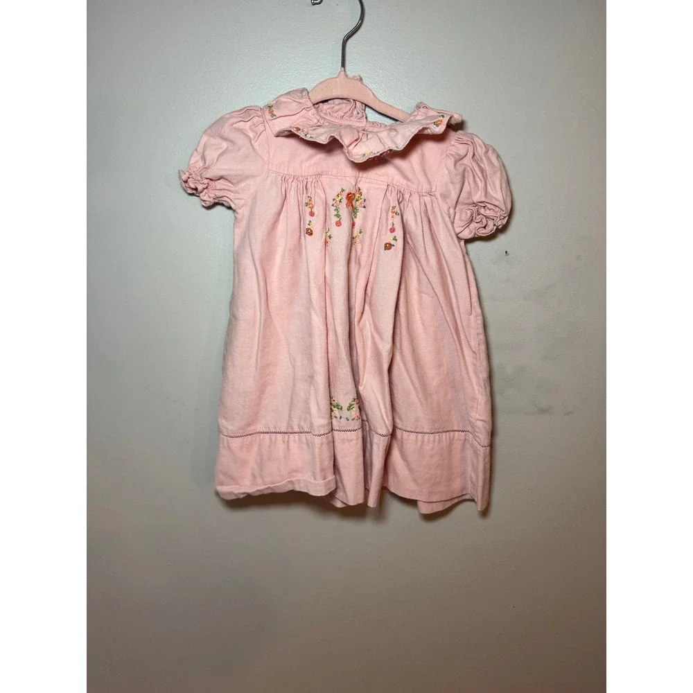 Sophie & Lucas Pink Embroidered Floral Cotton Dress Baby Girl 18M SL3314
